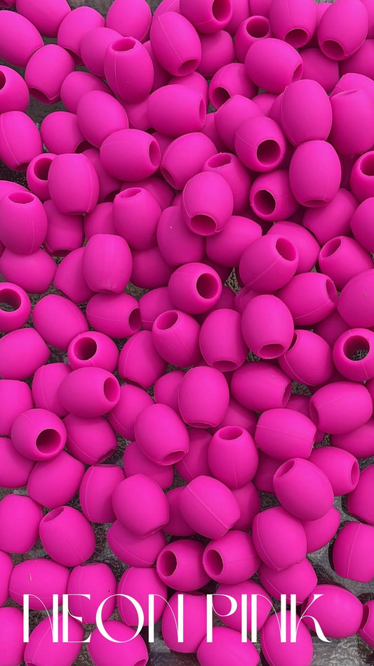 Maxi size 14.3mm silicone beads in Neon Pink